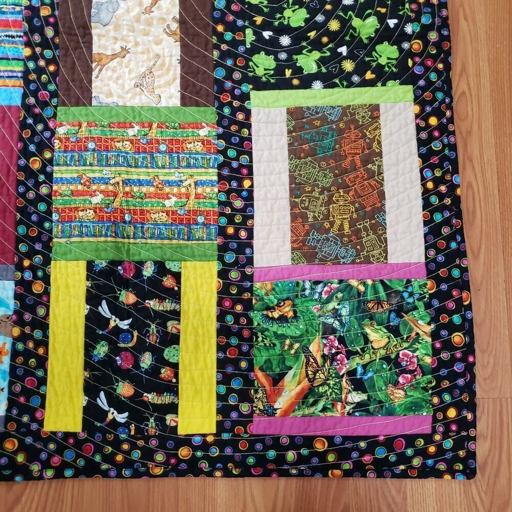 Handmade Crib Blanket Wall Quilt Patchwork‎ Ocean Life Jungle Animals 33